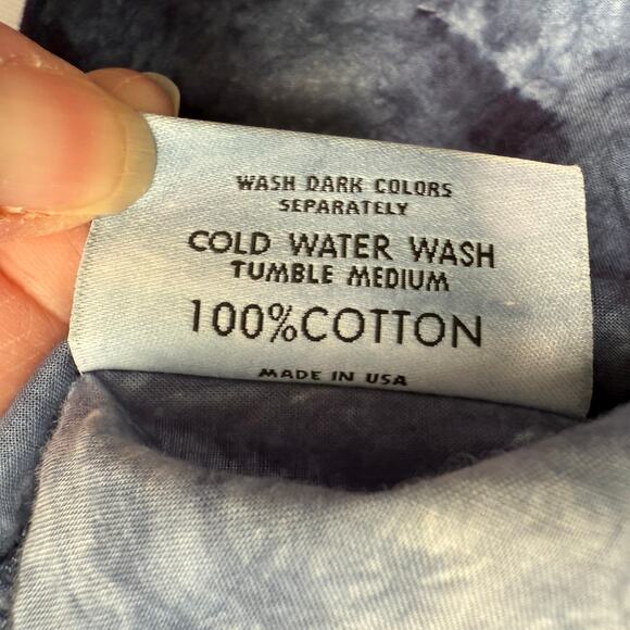 VTG Rufskin Shirt Mens L Tie Dye Button Front Made in USA Blue Cotton Lightning - Picture 6 of 8